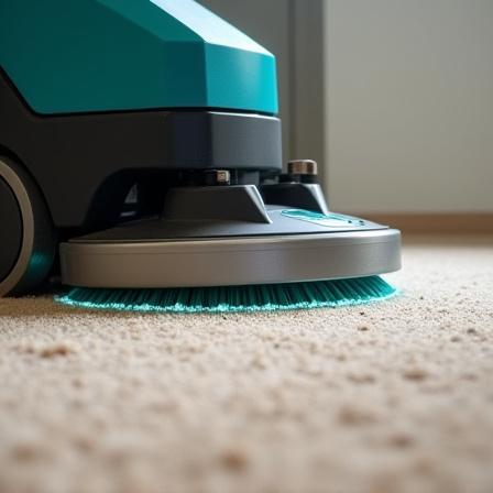 Professional industrial carpet cleaning machine in action